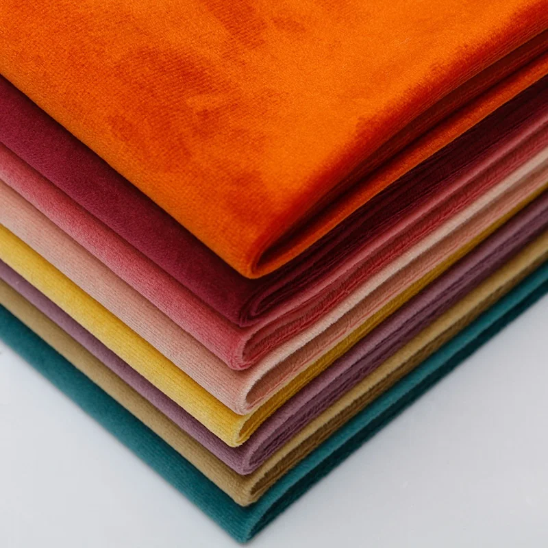 Polyester Microsoft  high quality red black italian holland velvet velour upholstery Fabric wholesale  for sofa pillow curtain