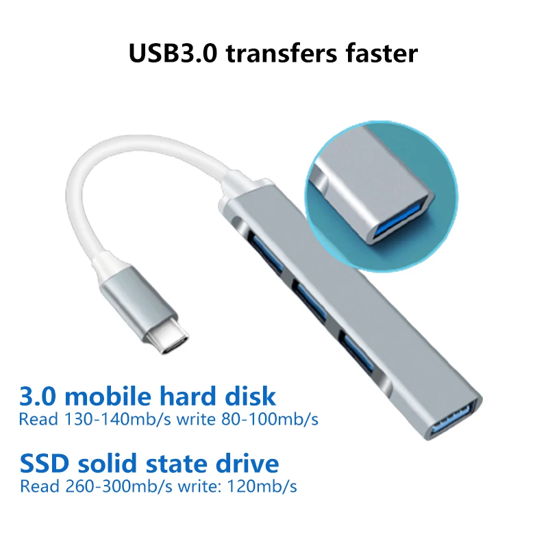 High Quality 4 in 1 Aluminum Desgin USB-C HUB 2.0 3.0 Multiport Adapter For  Laptop Mutil Function Adapter