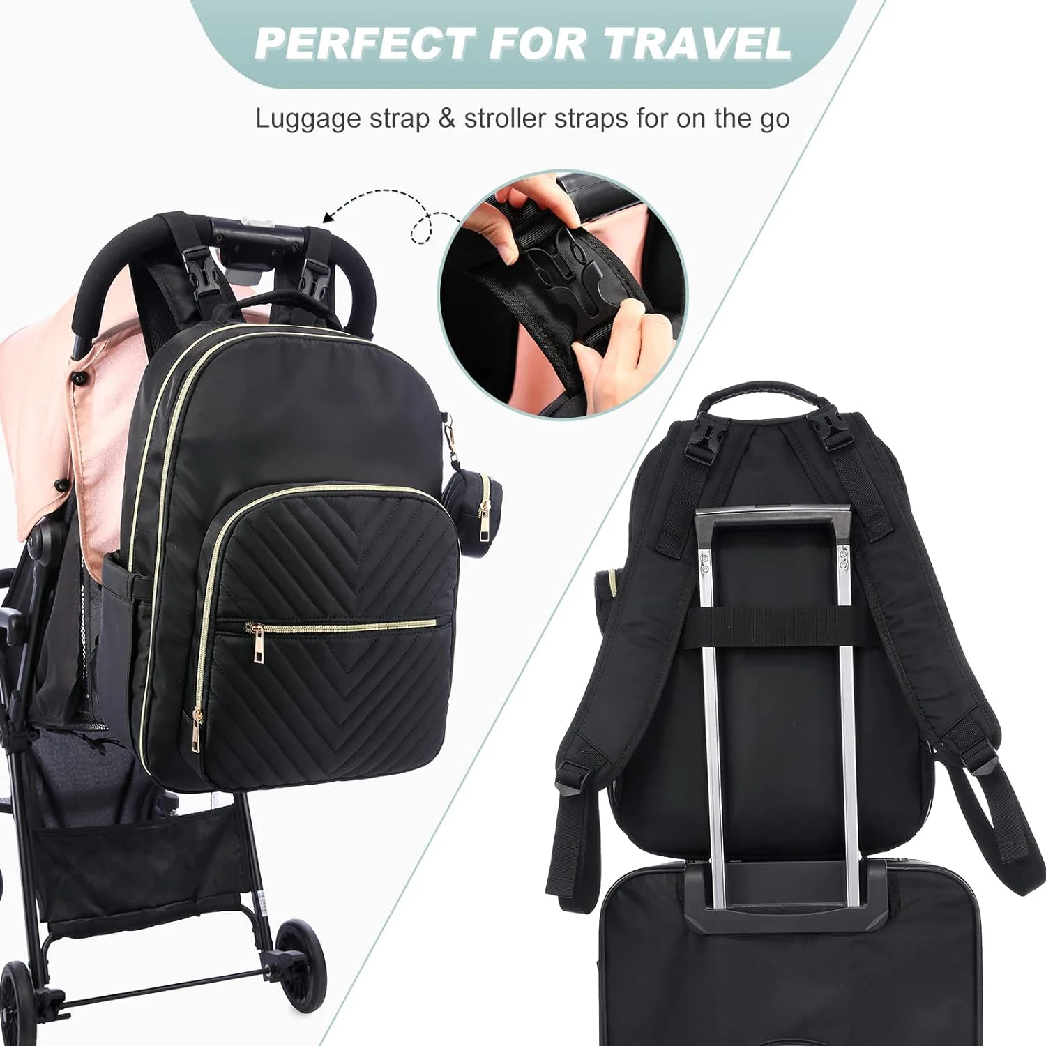 Custom Travel Mommy Diaper Backpack Baby Organizer Bag With Changing Pad Pacifier Case