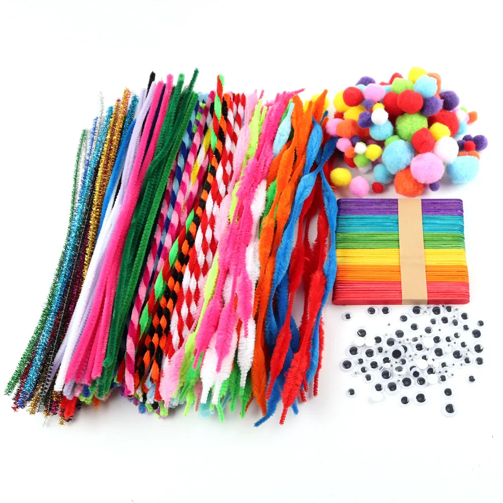 DIY Art Craft Decorations Kit Supply Kid DIY craft set(pompoms,pipe cleaner,googly eyes)