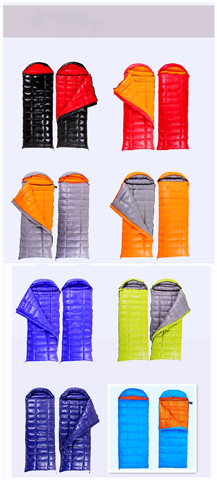 White Goose Down Filling Sleeping Bag For Camping, Comfortable 4 Season Down Fiber Sleeping Bag for Outdoor