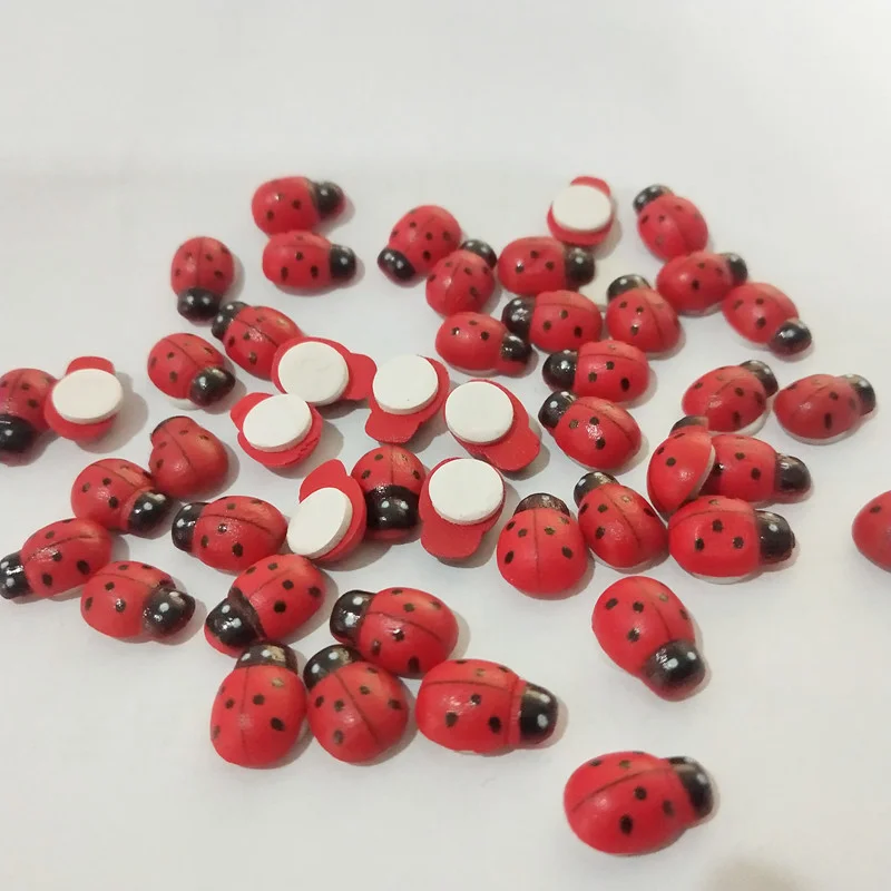 Creative Ladybug manual DIY accessories wood red yellow bee self-adhesive decoration