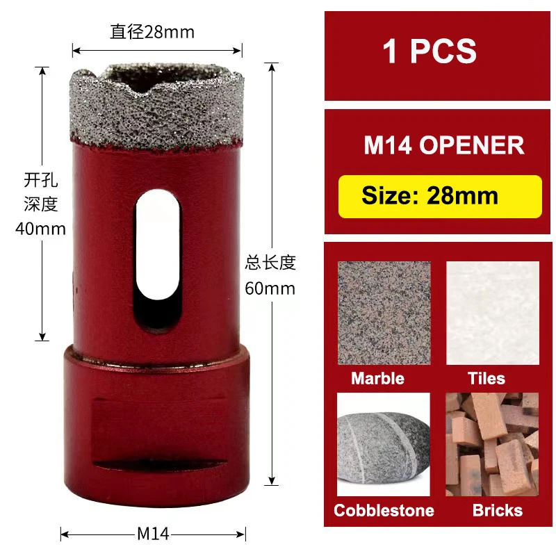 Diamond Core Drill Bits Set for Porcelain Tile Ceramic Marble Granite Hole Saw Set M14 angle grinder hole opener