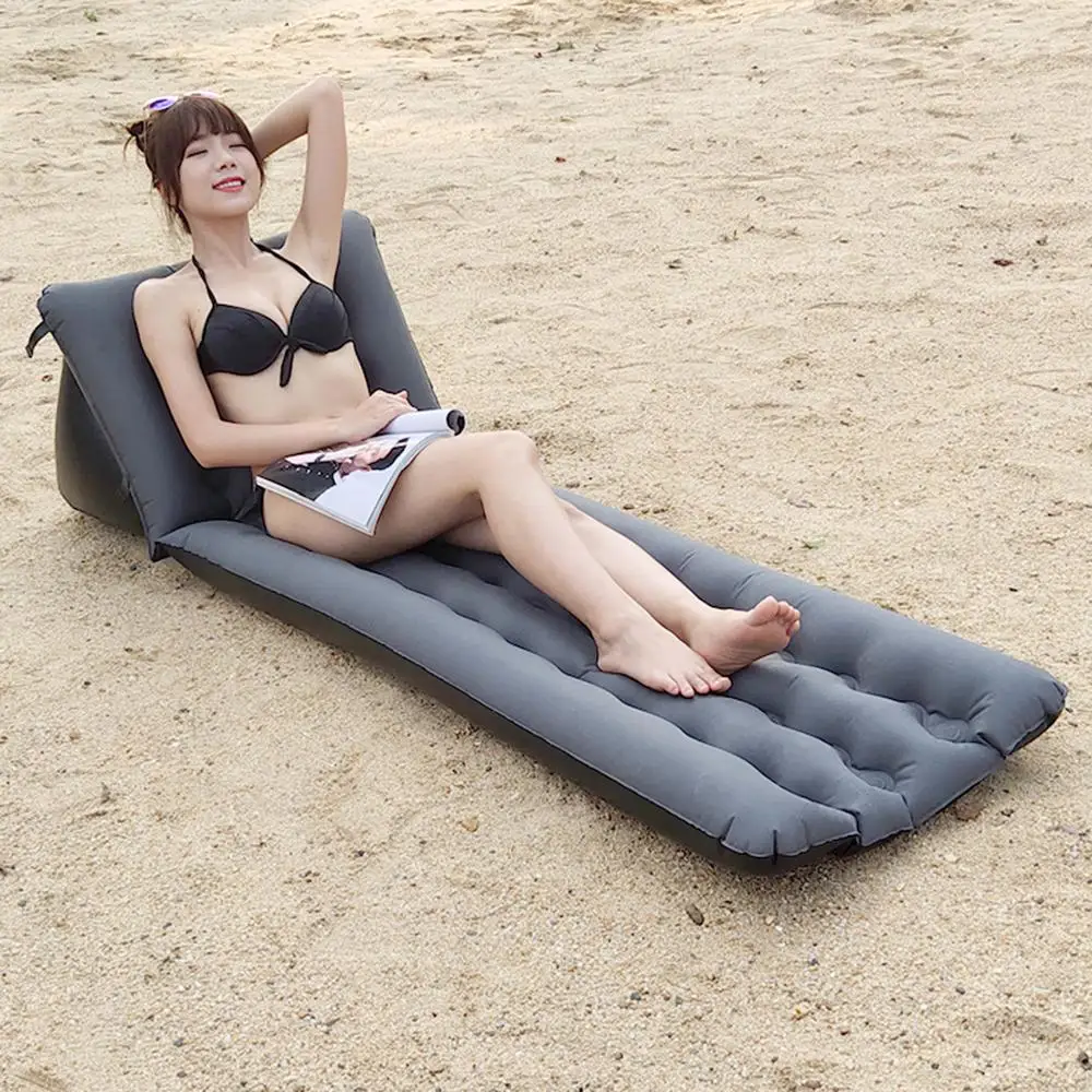 Outdoor Camping PVC Inflatable Sleeping Pad Mattress with Declining Back Ultralight PVC Air Floor Compact Travel Mat Bed