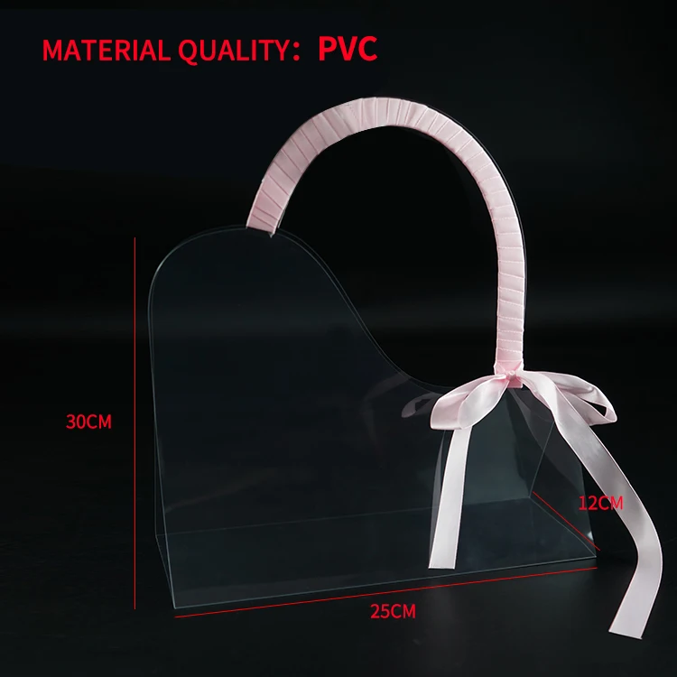 Custom Portable Transparent Fresh Flower PET Box Bouquet Handbag Flowers Wrapping Festivals Party Gift Rose Flower Package Bag