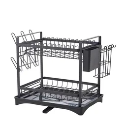 Metal Iron Dish Draining Rack Kitchen Organizer