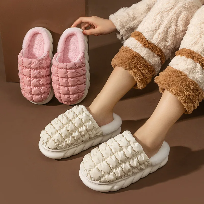 Popular Winter Warm Memory Foam Home  Slides Floor Sleepers Closed Toe House Plush Slippers