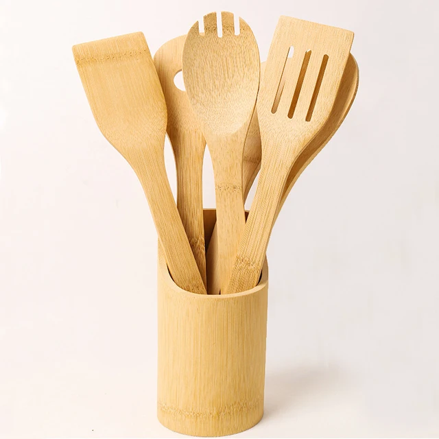 Eco-friendly No glue No formaldehyde healthy Organic bamboo Spoons spatulas kitchen cooking utensils