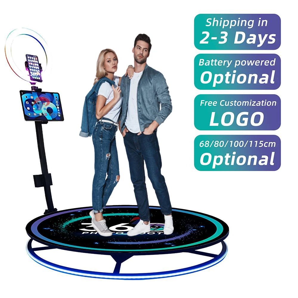 Spin Degree 115Cm 360 Photobooth Ring Light Selfie Wedding Portable Video Camera 360 Photo Booth