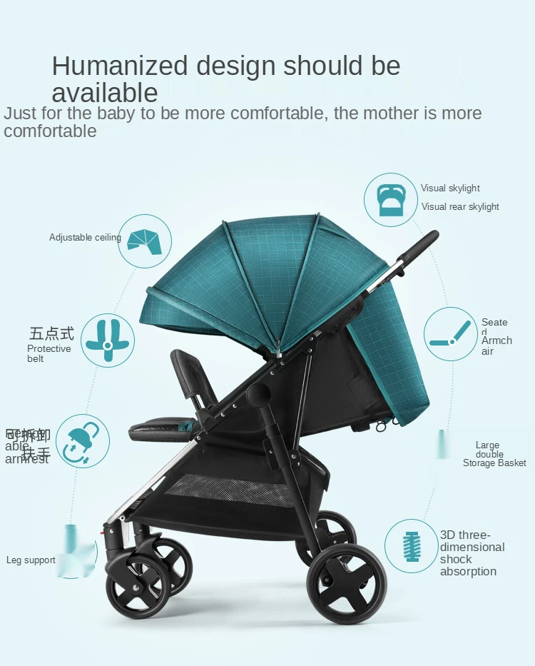 2021 Best Selling Child OEM Folding Good Baby Double Stroller Twins Baby Carriage