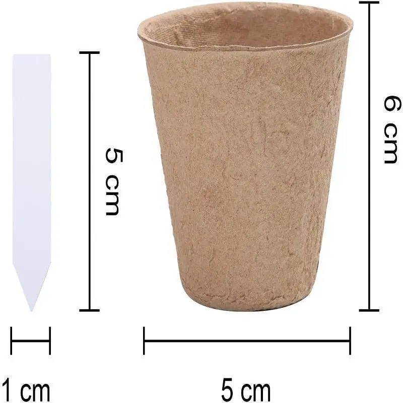 Round Square Biodegradable Paper Pulp Cup Fibre Seedling Starter Tray Plant Pots for Home Garden