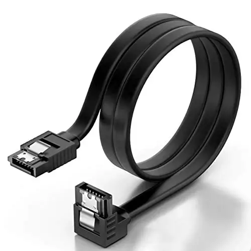 KUYiA SATA Cable III, 35cm Locking Latch Straight to 90 Degree Right Angled Data Leads 6Gbps Speed, HDD