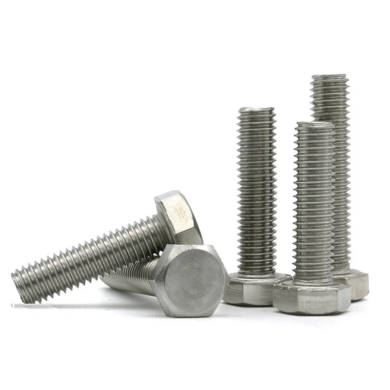 1/4-20 x 1-1/2 Hex head cap screw bolts external stainless steel 18-8 full thread bright finish flat point
