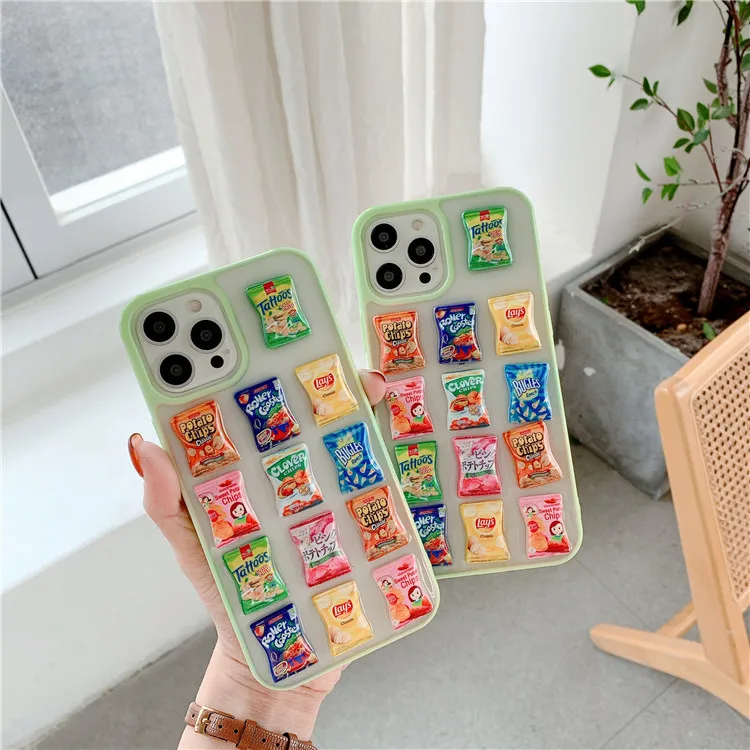 Hot Sale New Design Creative 3D Embossed Potato Chips Luxury Mobile Phone Cover for iPhone 7 8 Plus X XS XR 11 PRO MAX 12 13