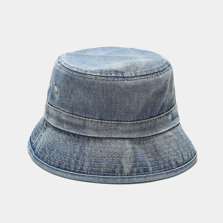 factory custom all over print pattern dark blue denim hiking bucket hat men plain golf camp cap with customized size for