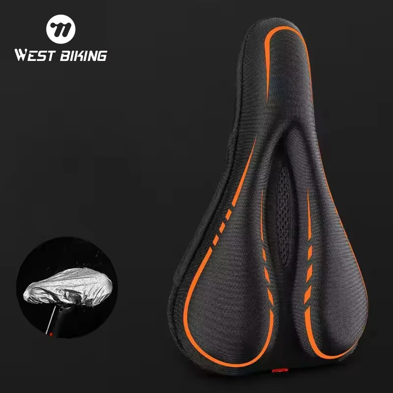 Силиконовый высокоэластичный чехол для велосипедного седла WEST BIKING мягкий удобный подушки черный высококачественный