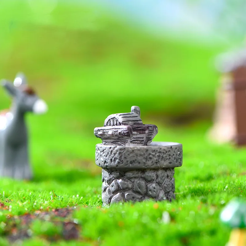 Moss Micro Landscape Figurine Simulation Retro Stone Roller Mill Model Decoration Miniature Garden Decor