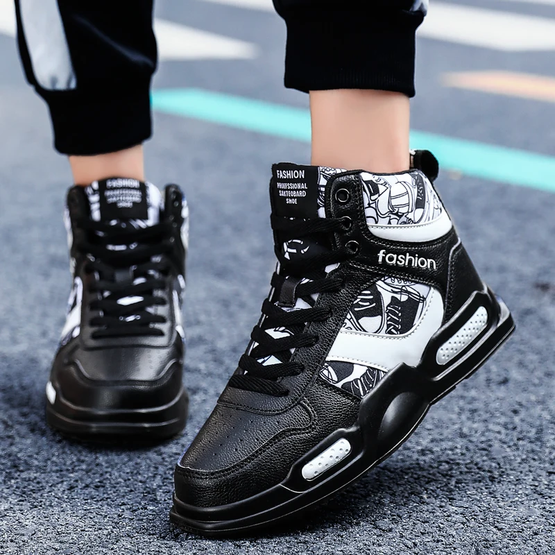 Running Shoes Fashion High Top Sneakers Casual Mens Boots Custom Logo Mens Platform Skateboard Sneakers Walking Unisex EVA PU