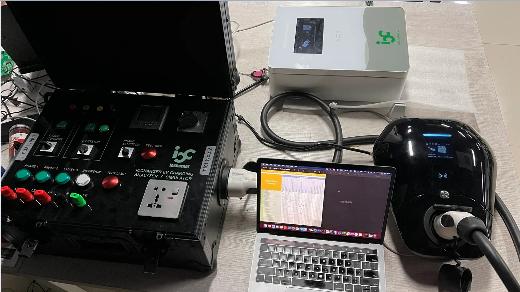 IoCharger AC charging station testing tool Type-1 & Type-2 inlet  EV charging simulator