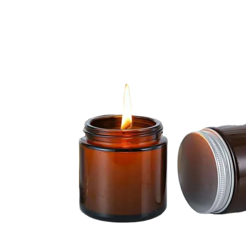 wholesale candle glass jar available colors for Aromatherapy Candle 120ml 250ml Amber/Blue/Clear Glass Cup Aroma Bottle