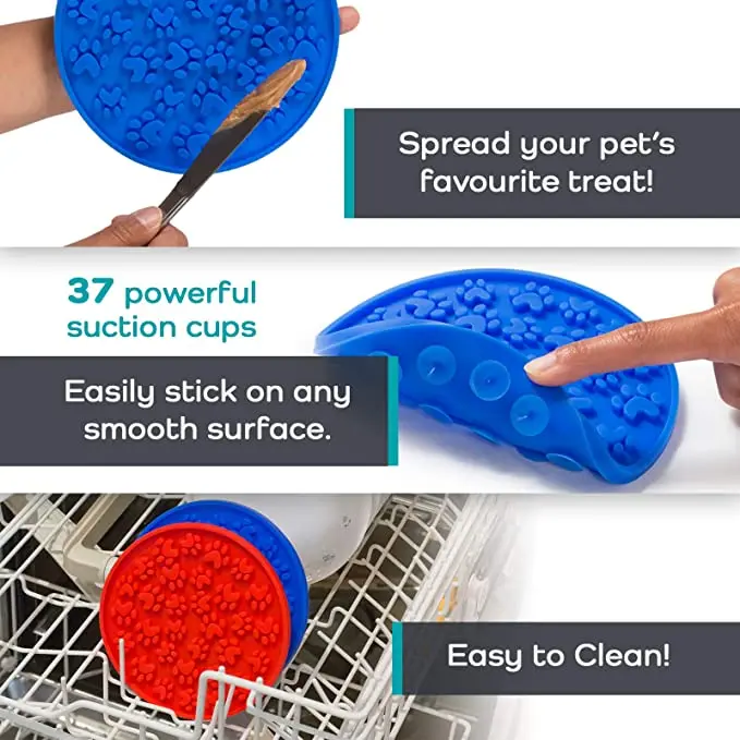 Slow Dispensing Treater  Dog Bath Distraction Device Dog Peanut Butter Lick Mat Pad for Pet Bathing Grooming and Dog Training
