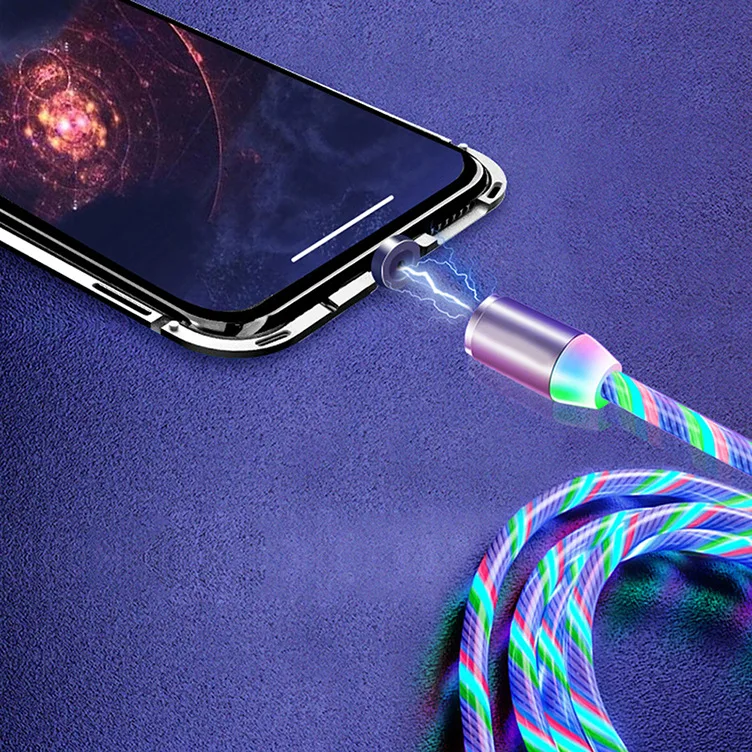 
[HOT Selling in Amazon]3 in 1led streamer USB C cable for car Fast Charging magnetic charging cable 