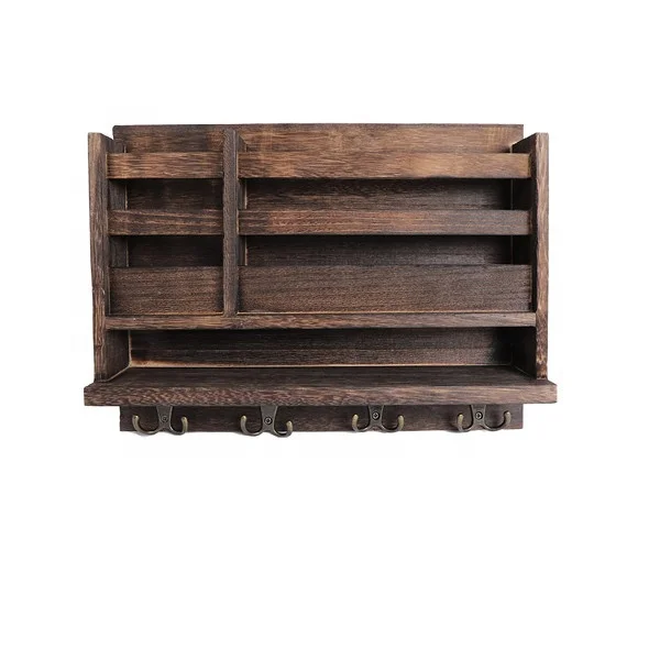 Paulownia Wood Key Holder for Wall Mail Holder for Wall Shelf Organizer, Magazine Holder Home Entryway Decor