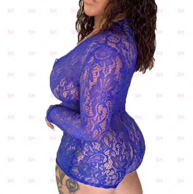 
 QC6093 2021 Лидер продаж прозрачное кружевное Женское боди с длинным рукавом Пижама Женское нижнее белье комбинезон на День святого Валентина  