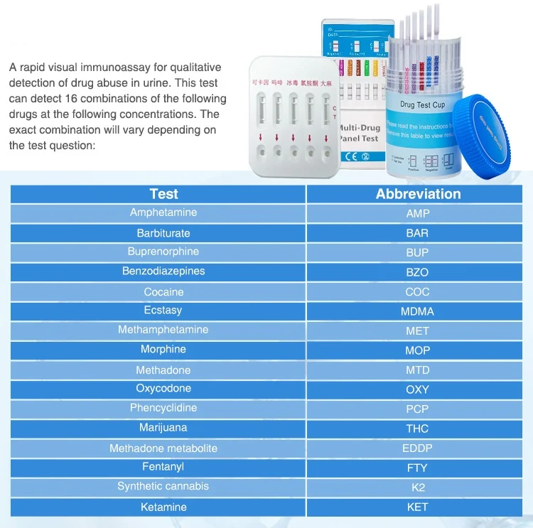 16 Panel Drugs Test Cup Urine Self Test Kit Multi-Drug Test Cup