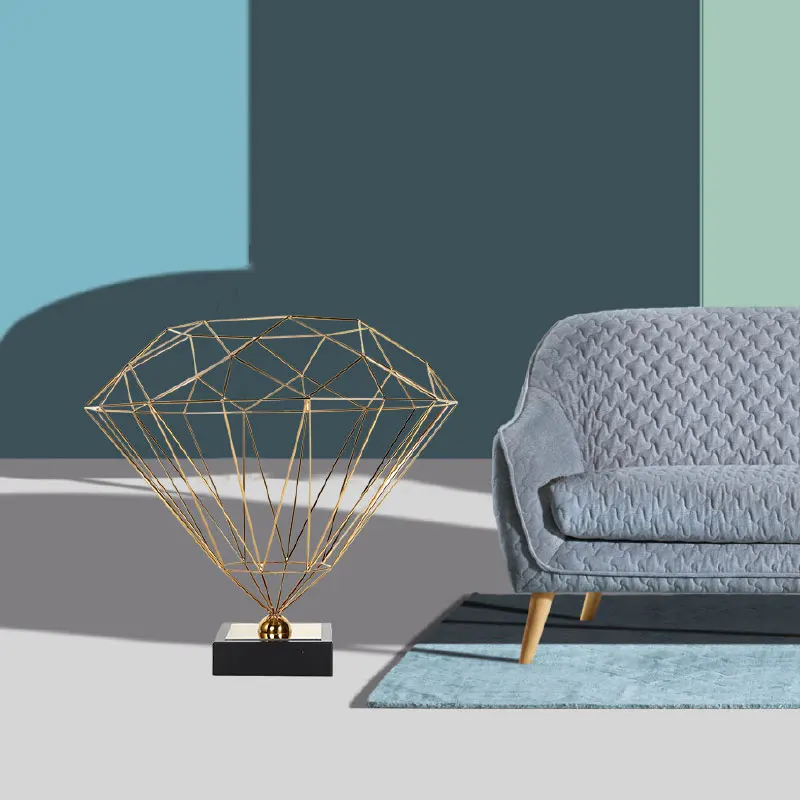 Distributor Best Seller Delicate A Living Room Corridor Titanium Gold Geometry Hollowed Out Figurines