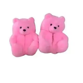 2021 Lovely ins plush bear slipper animals cheap custom bedroom animal teddy bear slippers women  teddy bear slippers