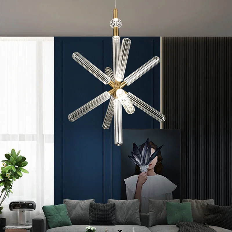 D1001 wholesale glass tube pendant light transparent glass led pendant lamp for living room