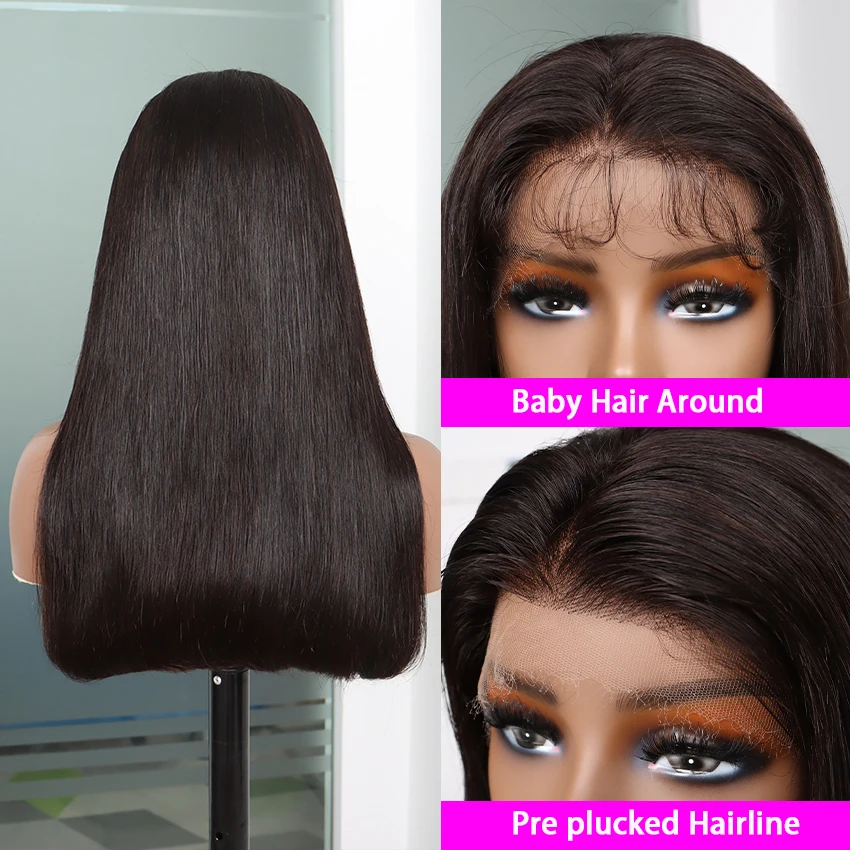 Wholesale 200 Density Wigs Human Hair Lace Front Brazilian HD Lace Frontal Wig Cheap Natural Bone Straight Human Hair Wig