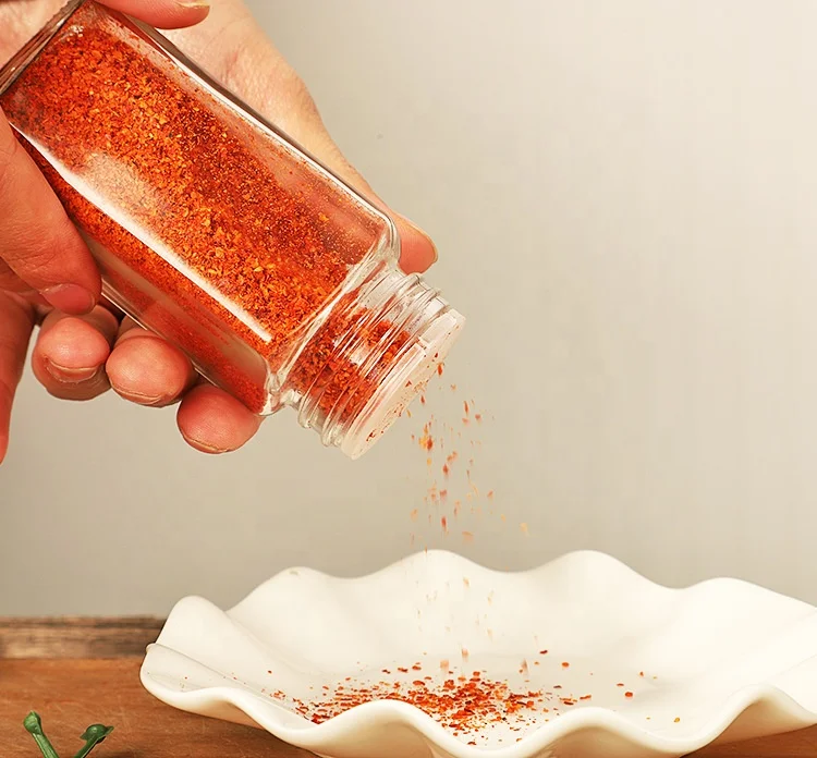 clear empty 4oz 120 ml square round glass spice jar condiment bottle pepper shaker seasoning containers with dual flip cap