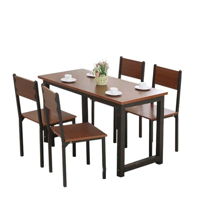 YQ JENMW Household Steel Wood Dining Table Modern Minimalist Rectangular Dining Table Four-6Person Fast Food Restaurant Dinette
