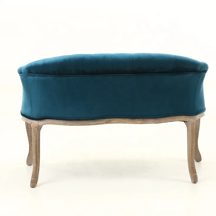 Anji Kaseihomeland Furniture 2 Seaters Blue Velvet Beauty Antique Sofa Love Seat