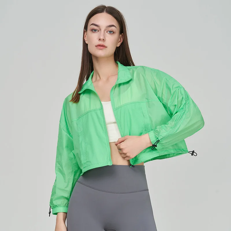 Summer Outdoor Ladies Sport Coat Gym Wear Nylon Lightweight Breathable Sun Protection Shirt Jacket for Women