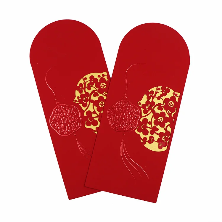 2023 recyclable custom paper envelope embossed special chinese red packet