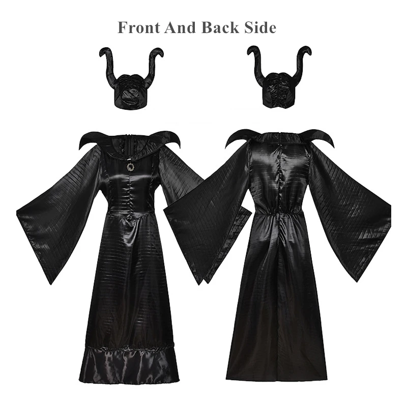 Movie Maleficent Costume Halloween Cosplay Costumes For Women Adult Black Witch Dress Dark Party Costume