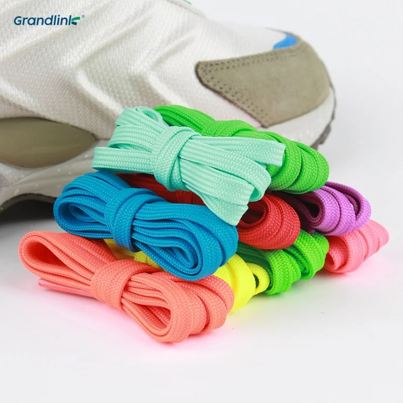 Hot Selling 4mm 6mm 8mm 10mm Flat Shoelaces Sneaker Shoe Laces Colorful Decorative Wholesale Shoelaces Custom Color