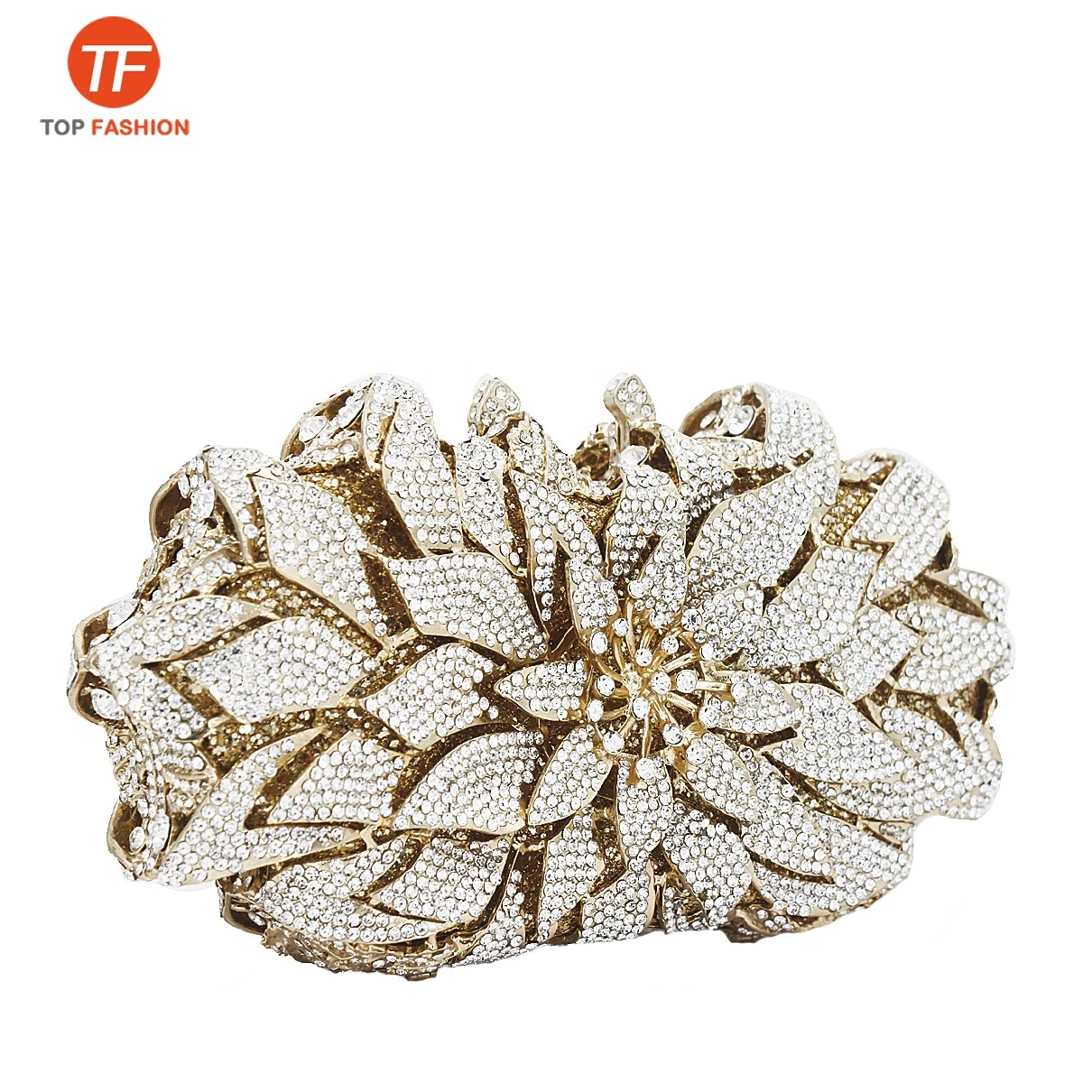 Factory Wholesales Designer Flowers Crystal Rhinestone Clutch Purse Formal Clutch Evening Bag Party Handbag