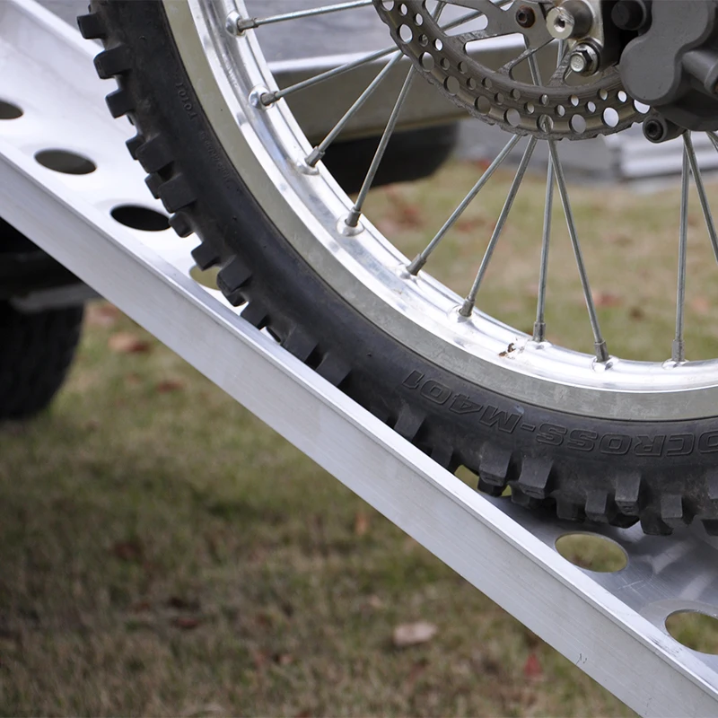 Portable truck bed motorcycle bicycle loading bay ramp for vehicle