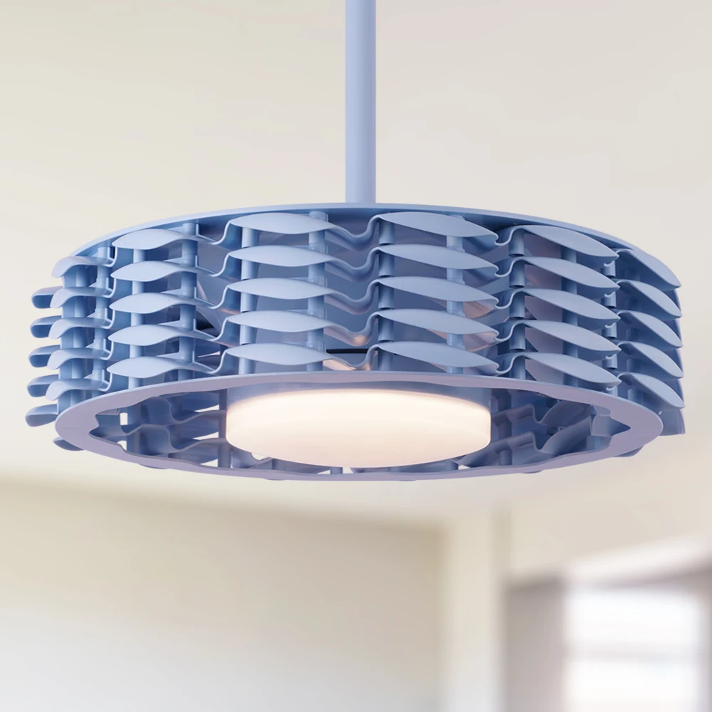 Decorative 22 Inch Indoor Kids Room Profile Stepless Dimming Lighting Closed Bladeless Ceiling Fan With LED Light