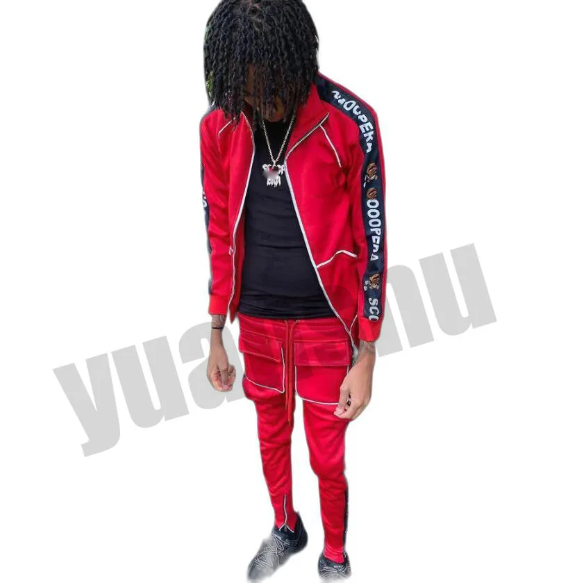 Custom men high quality streetwear Sweatsuit striped 3m reflective tracksuit