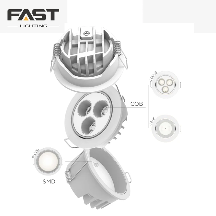 FAST Wholesale Price Indoor Ceiling Recessed 7W 10W 12W Aluminum COB Chip LED Spot Light With Driver