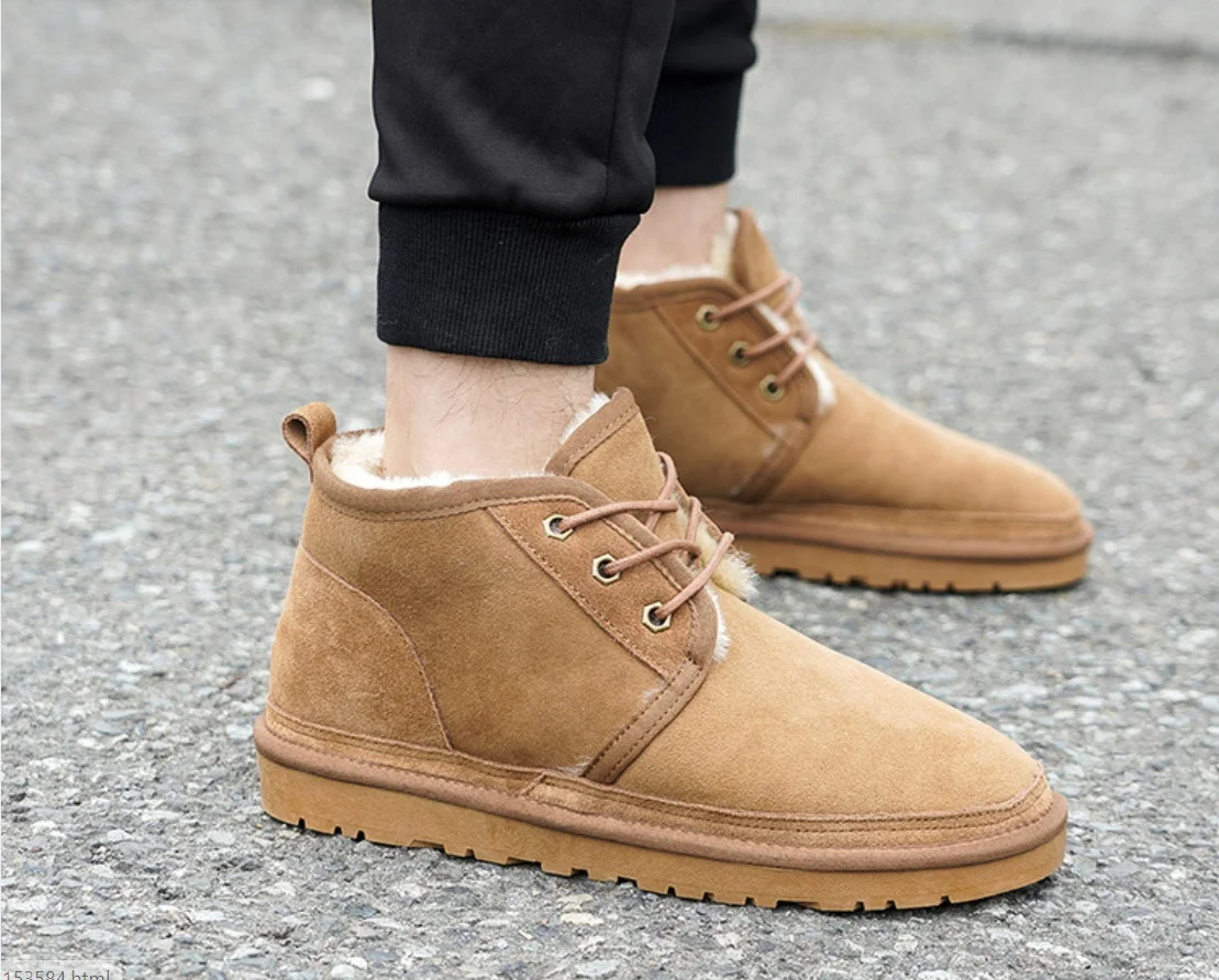 2021 New Design Wholesale Waterproof Leather  Winter Driving Shoes Men Snow Boots