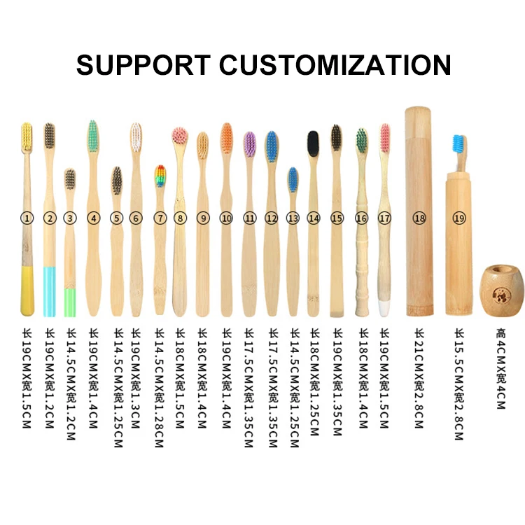 Custom Logo Bamboo Toothbrush With Bamboo Case For Home Hotel Travel