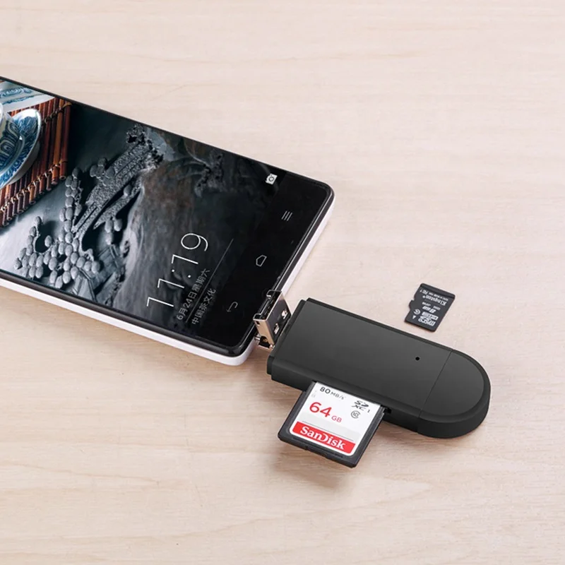  2 в 1 OTG кардридер USB Micro-USB Type-C интерфейс с Micro SD слот для карты флэш-памяти
