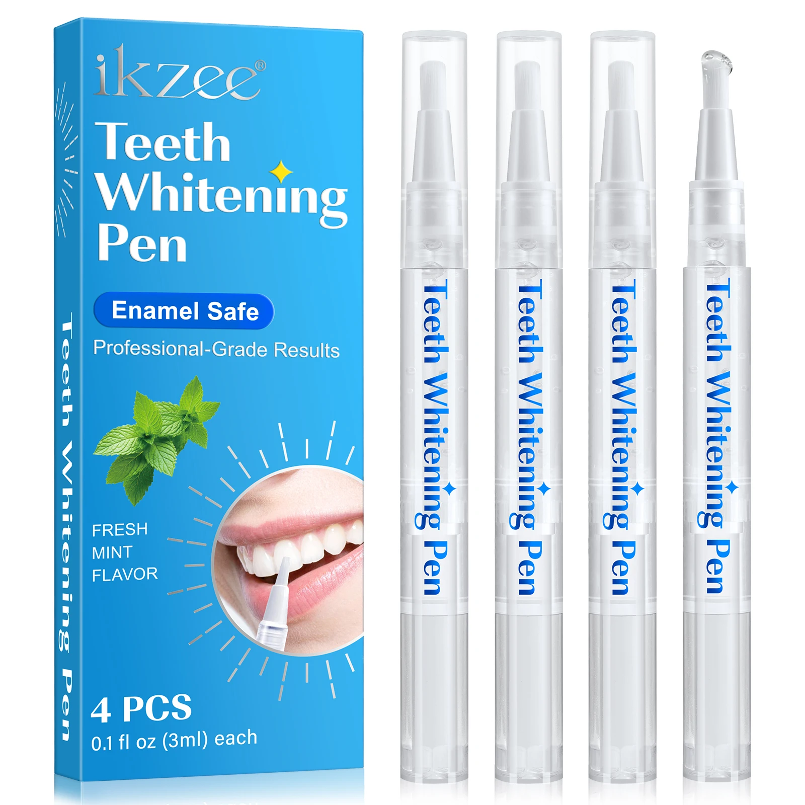IKZEE carbamide peroxide 0.05% mint 4pcs dazzling white instant teeth whitening pen kit teeth whitening gel pen