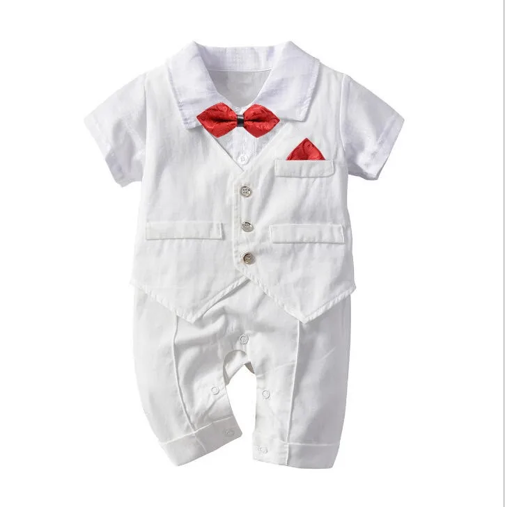 ZHG113  Baby Boys Clothes Sets Romper Gentleman British Style Clothes Jumpsuits Romper with Summer Formal Outfits Suits